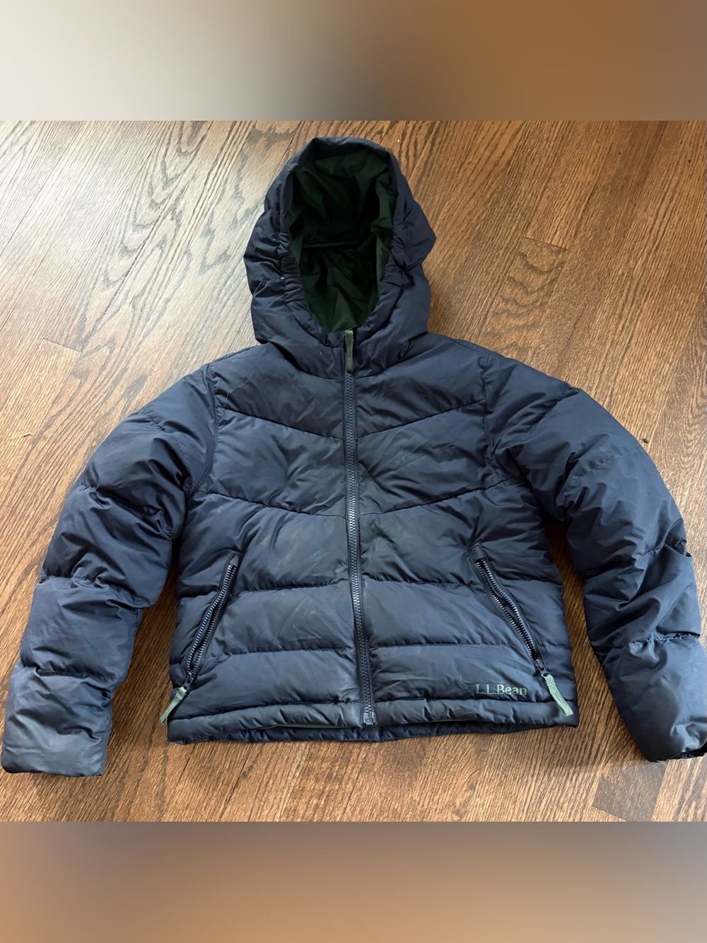 L.L. Bean Kids Navy Hooded Puffer Jacket